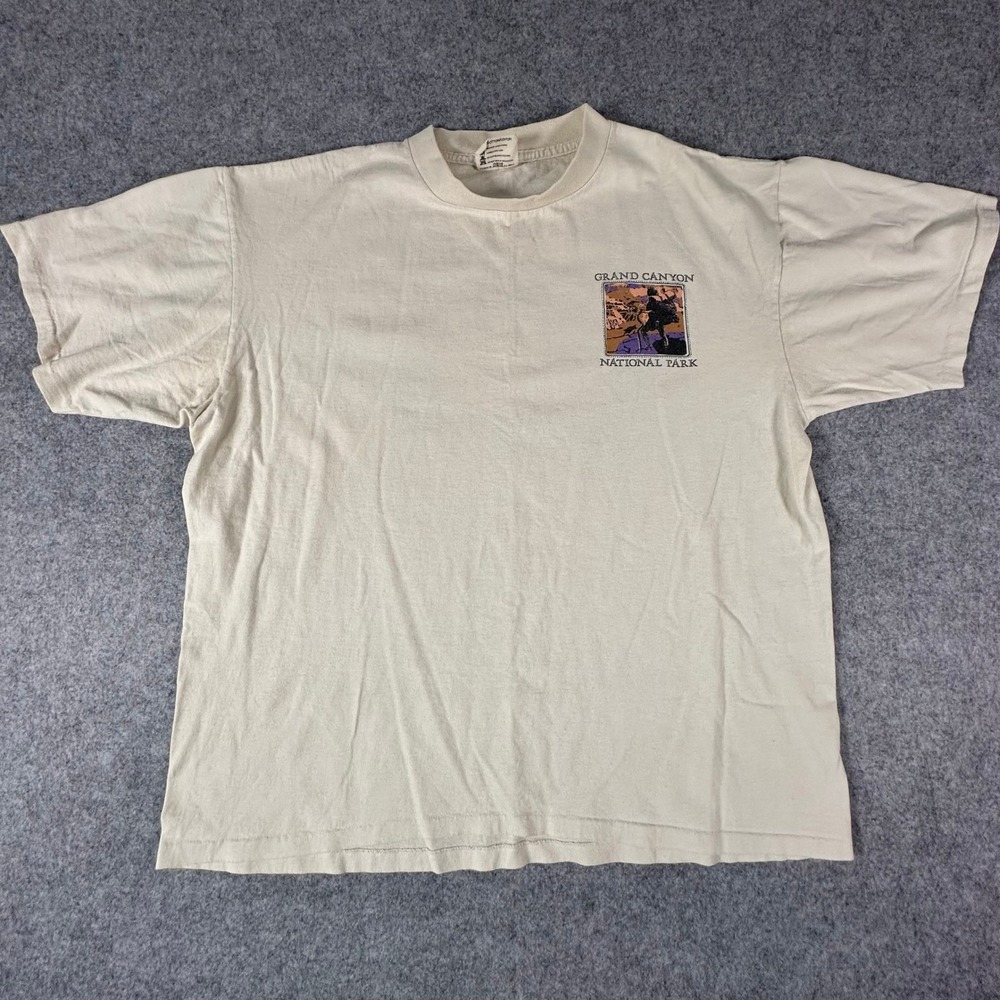 Oneita Grand Canyon National Park T Shirt XL Beige Mens Kaibab Trail Vintage